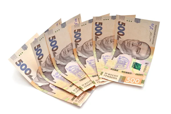 Украинские Деньги Новые Пятьсот Гривен Изолированы Белом Фоне — стоковое фото