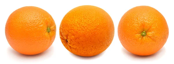 Set Frutas Naranjas Enteras Aisladas Sobre Fondo Blanco Concepto Creativo — Foto de Stock