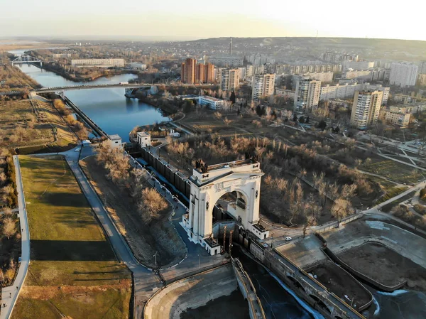 Rusko Volgograd Dopravní Kanál Volga Don Oblouk Sláva Velkému Leninovi — Stock fotografie