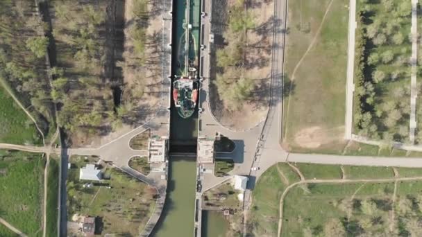 Volgograd Vue Haut Canal Volga Don Pétrolier Chargé Produits Pétroliers — Video