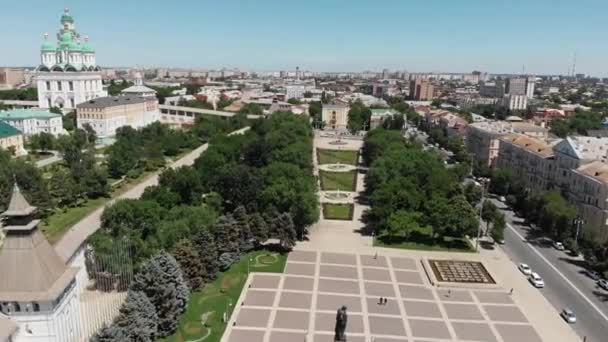 Astrachan Prospect Naam Lenin Uitzicht Het Stadscentrum Van Bovenaf — Stockvideo