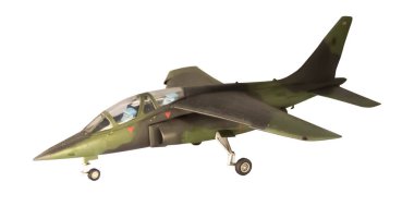 Beyaz izole uçak, askeri savaş uçağı havada.