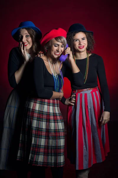 Trio Chanteuses Amusant Tournage — Photo