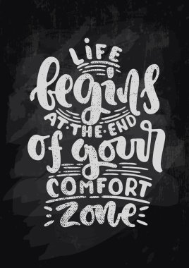 Çizilen illüstrasyon vektör ver. Kartpostal, poster yazıt hayat ile başlar rahat, sonunda yazı.