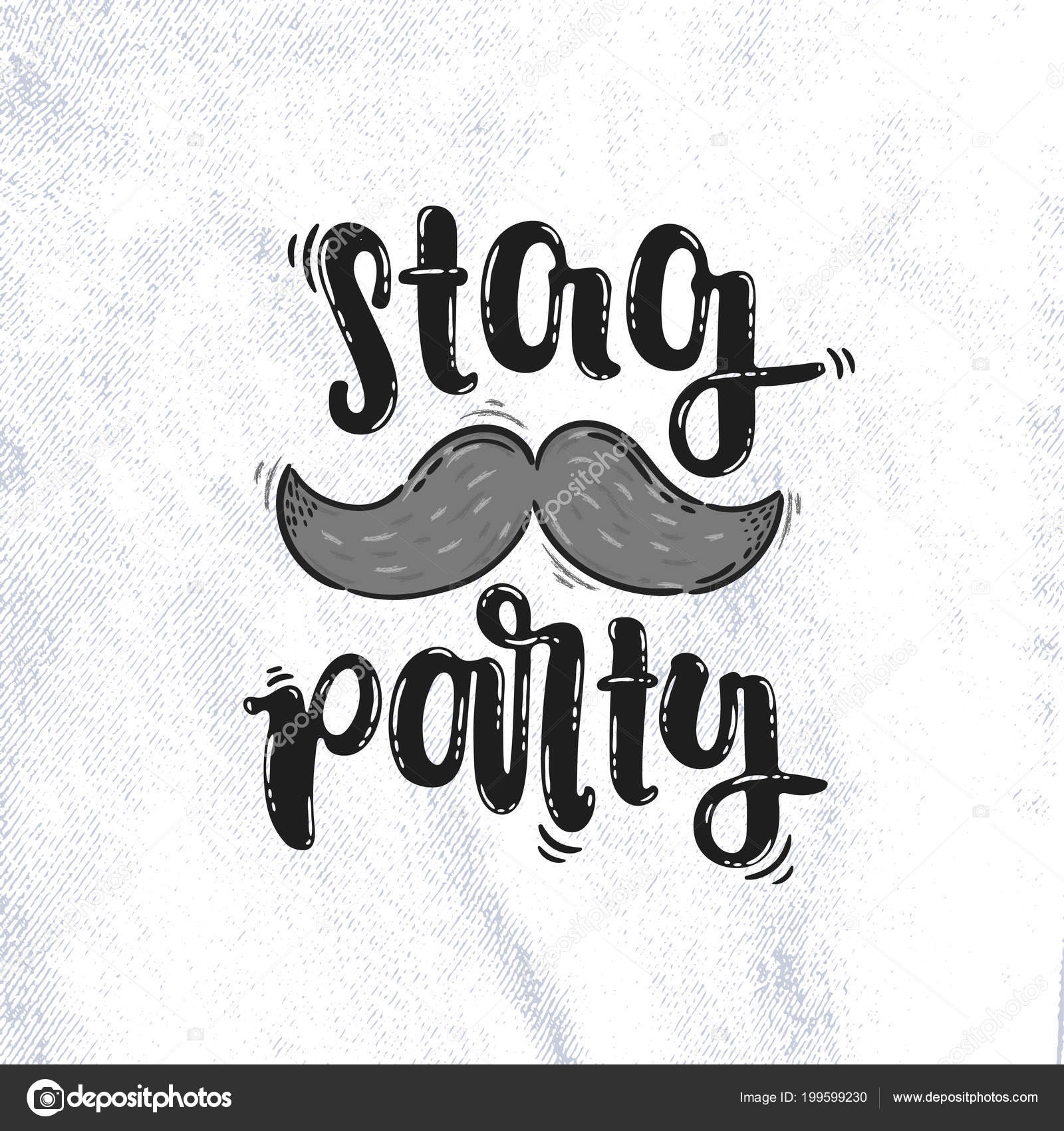Vector Hand Drawn Illustration Lettering Stag Party Moustache Stick Party Vector Image By C Hramceva Vector Stock