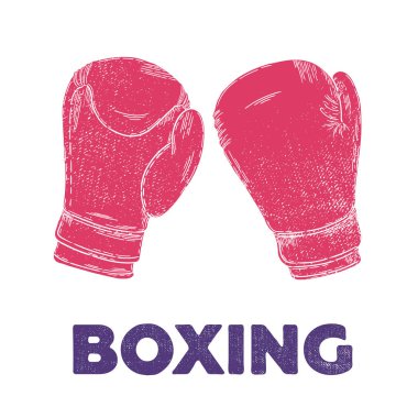 Çizilen illüstrasyon vektör ver. Boks eldivenleri, spor, fitness. poster için fikir.