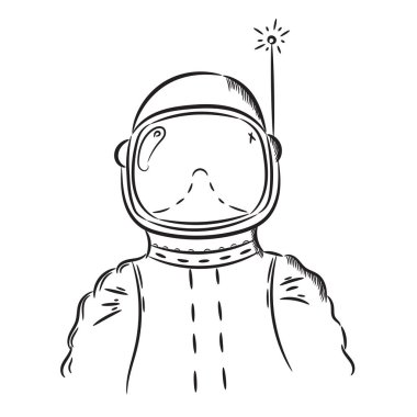 El çizilen illüstrasyon astronot. Bir t-shirt, poster, işaretleri için fikir.