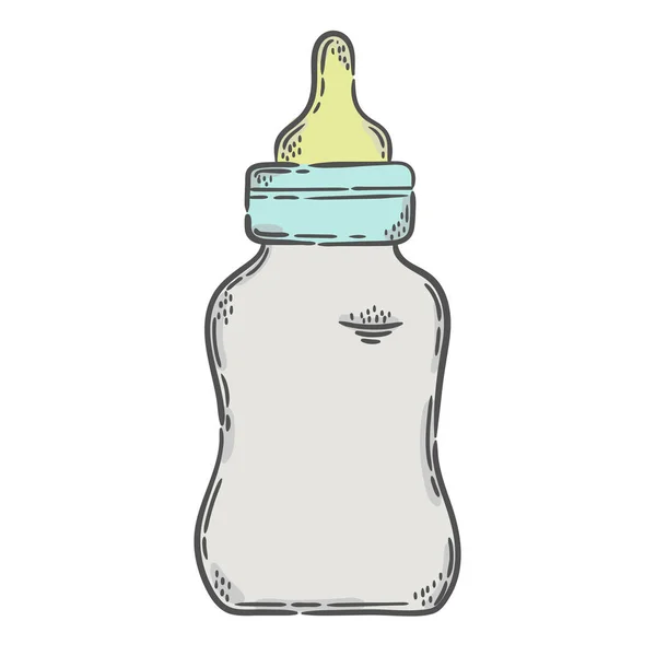 Vector Hand Drawn Illustration Baby Bottle Icon Newborn — Stock Vector