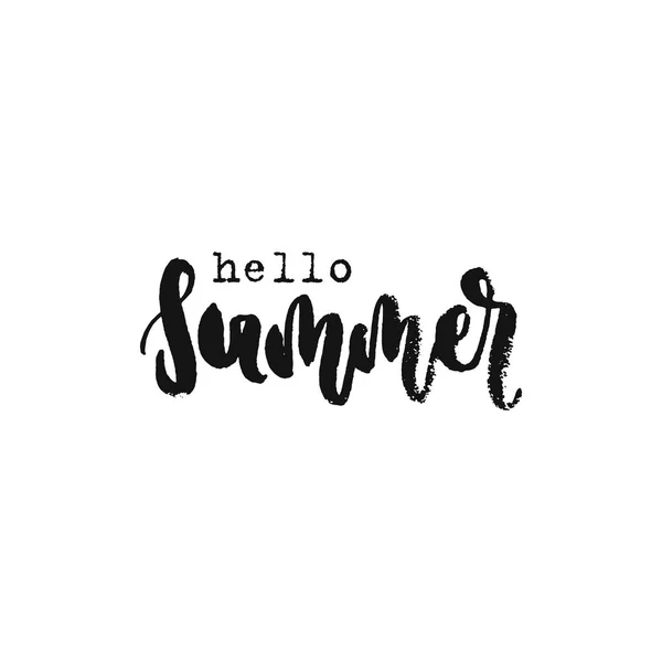 Vektor Gambar Tangan Kalimat Hello Summer Lettering Ide Untuk Poster - Stok Vektor