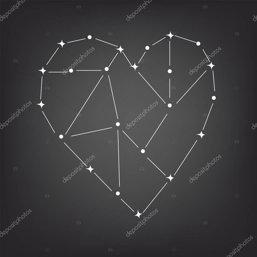 Love constellation of the heart space, vector