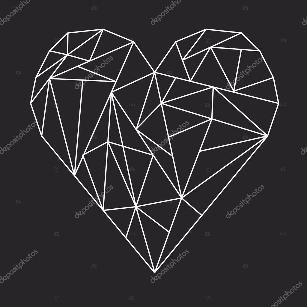 Graphical abstract heart white on gray background, vector