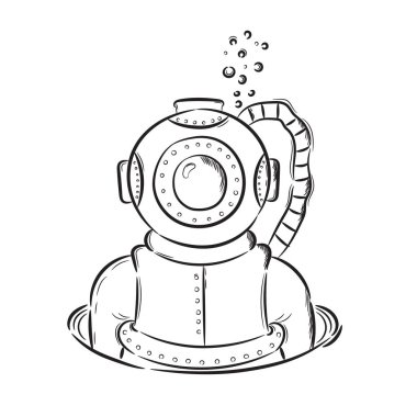 El çizilen illüstrasyon dalgıç retro vintage. Bir t-shirt, poster, işaretleri için fikir.