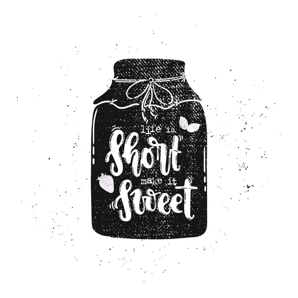Vector Hand Drawn Illustration Phrases Life Short Make Sweet Lettering — Stock Vector