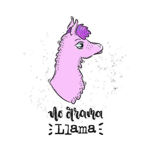 Ilustración Dibujada Mano Vectorial Frases Sin Drama Llama Letras Idea — Vector de stock