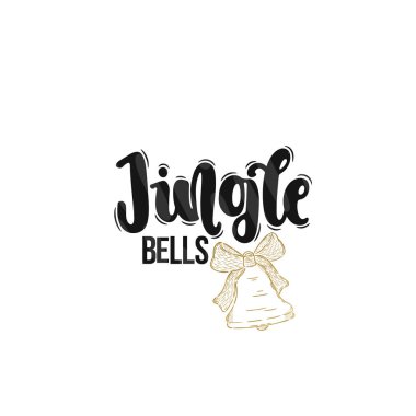 Çizilen illüstrasyon vektör ver. İfadeler Jingle bells yazı. Fikir için poster, kartpostal.