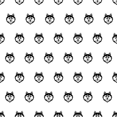 Husky kafa köpeği vektör Dikişsiz desen.