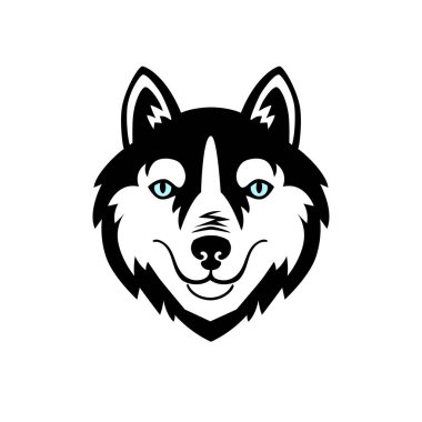 Husky kafa köpeği siyah ve beyaz vektör tasarım.