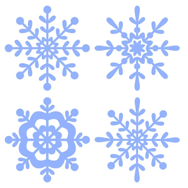 Snowflake set biru terisolasi pada latar belakang putih . - Stok Vektor