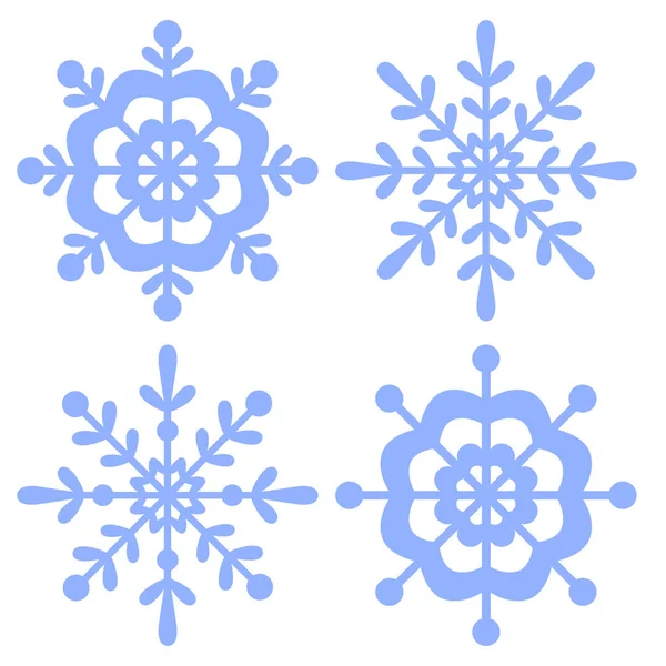 Schneeflocke Set von blau isoliert auf weißem Hintergrund. — Stockvektor