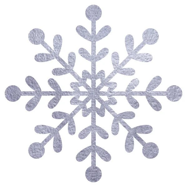 Silberne Schneeflocke Aquarell handgemalte Illustration. — Stockfoto
