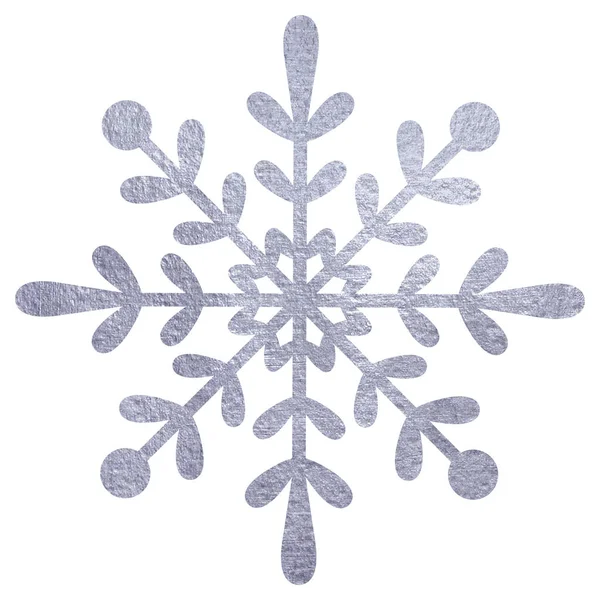 Zilveren snowfloke aquarel handgeschilderde illustratie. — Stockfoto