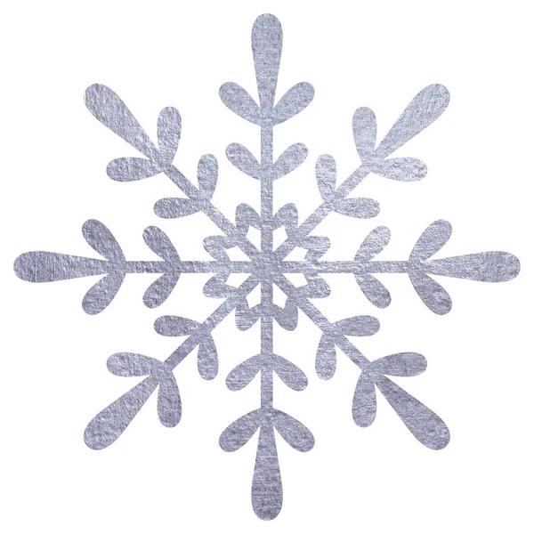 Zilveren snowfloke aquarel handgeschilderde illustratie. — Stockfoto