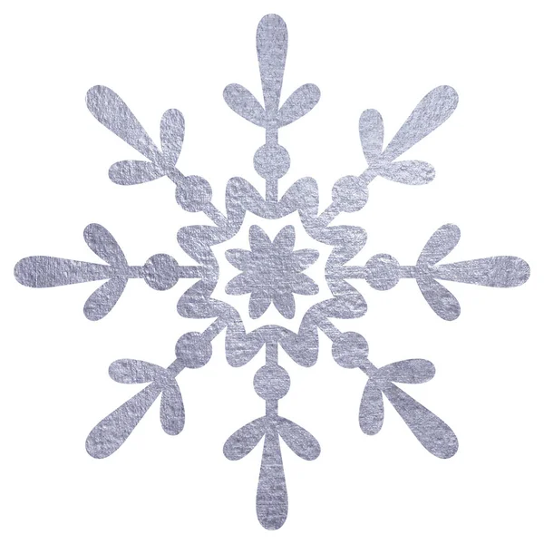 Zilveren snowfloke aquarel handgeschilderde illustratie. — Stockfoto