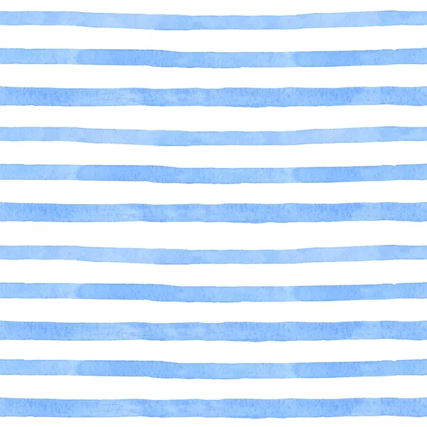 Sea strip watercolor hand painted seamless pattern. Blue Sea background.