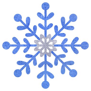 Mavi ve gümüş snowfloke suluboya el boyalı illüstrasyon.