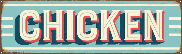 Vintage Style Vector Metal Sign Chicken Efek Grunge Dapat Dengan - Stok Vektor