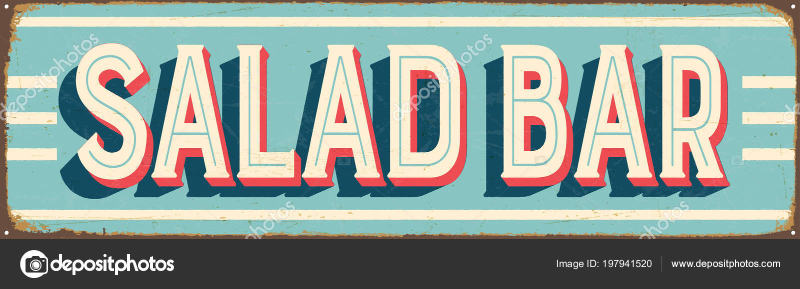 Vintage Style Vector Metal Sign Salad Bar Grunge Effects Can Stock