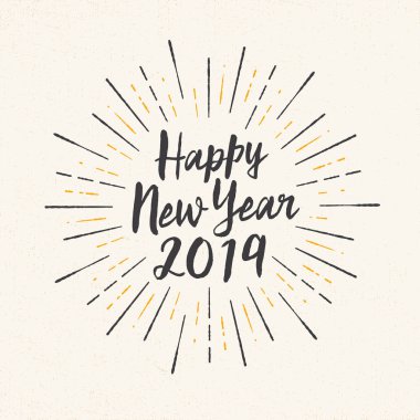 El yapımı stil tebrik kartı - mutlu yeni yıl 2019 - vektör Eps10. Baskı ve web iletileriniz için: tebrik kartları, afiş, t-shirt.