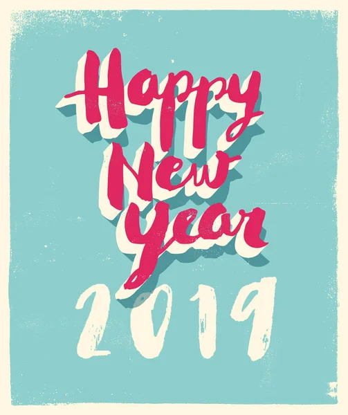 Cartão Felicitações Com Sabor Vintage Feliz Ano Novo 2019 Vector —  Vetores de Stock