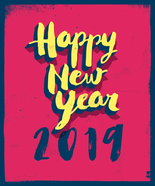 Cartão Felicitações Com Sabor Vintage Feliz Ano Novo 2019 Vector —  Vetores de Stock