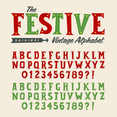 Vintage tarzı alfabesi, mükemmel Noel ya da çocuk projeleri için vektör.