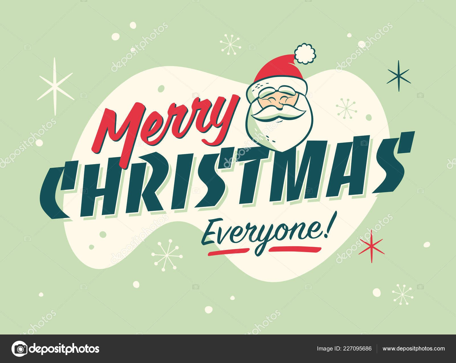 Vintage Style Christmas Postcard Merry Christmas Everyone Editable Eps10 Stock Vector Image By C Callahanlounge 227095686