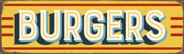 Vintage tarzı vektör Metal işareti - Burger - Grunge efektler-ebilmek var olmak kolayca çıkarmak için yeni ve temiz bir tasarım