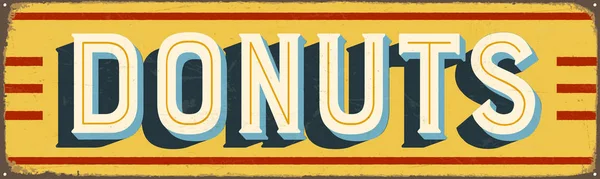 Vintage Style Vector Metal Sign Donuts Efeitos Grunge Podem Ser — Vetor de Stock