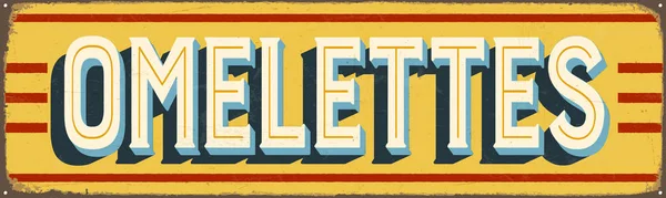 Vintage Style Vector Metal Sign Omelettes Efeitos Grunge Podem Ser — Vetor de Stock