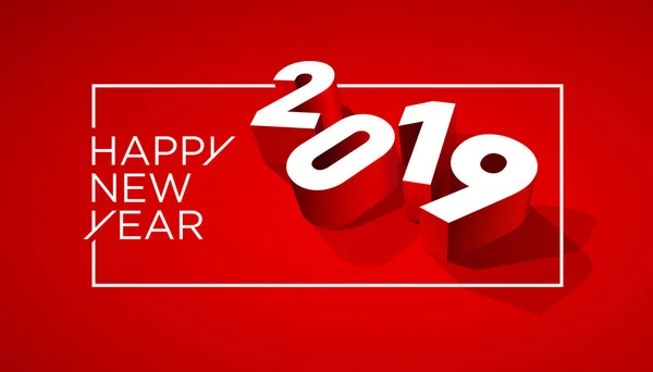 Feliz Ano Novo 2019 Fundo Vermelho Para Suas Férias Cartões —  Vetores de Stock