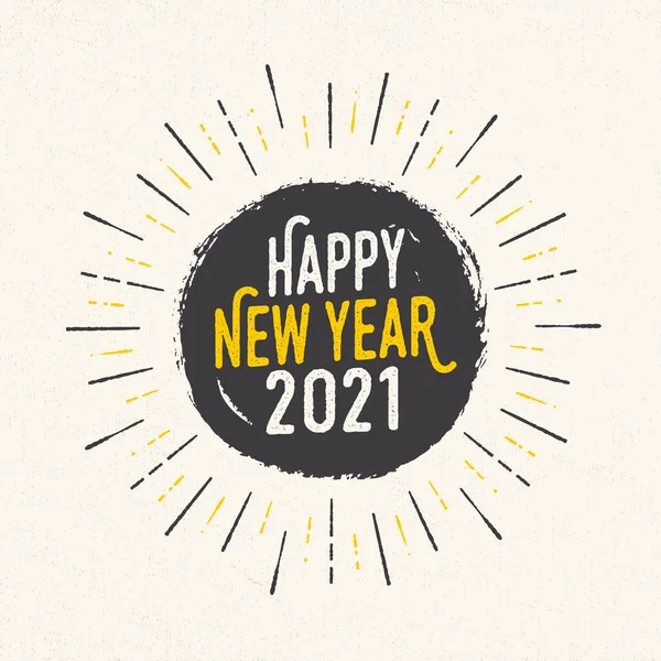 Handgemachte Glückwunschkarte Frohes Neues Jahr 2021 Vector Illustration Für Ihre — Stockvektor