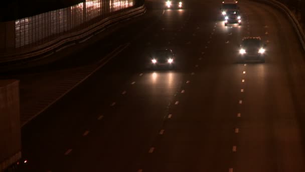 Gran autopista de la ciudad en el vídeo de la noche — Vídeos de Stock