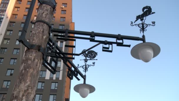 美しい街灯クローズアップローアングルビュー — ストック動画