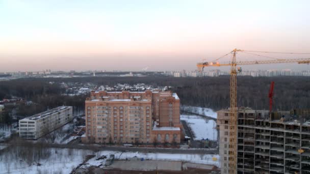 City med panoramautsikt över vintern — Stockvideo