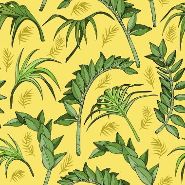 Jungle seamless pattern with tropical plant clipart