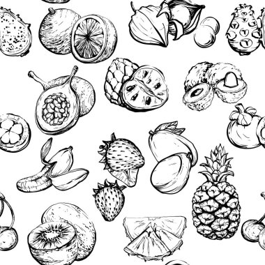 Tek renkli egzotik yaz meyve ile seamless modeli