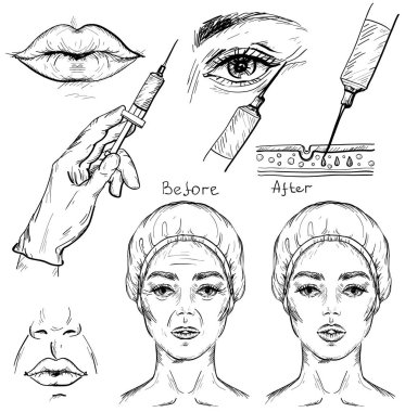 Botox enjeksiyonu, kozmetik prosedür taslağını ayarla.