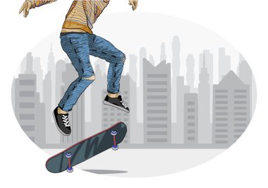 Vektör kaykaycı yapmak hüner kentsel arka plan.