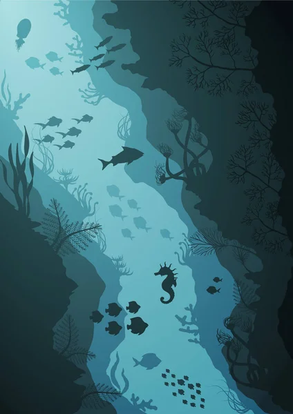 Mercan ve sualtı deniz illüstrasyon vektör