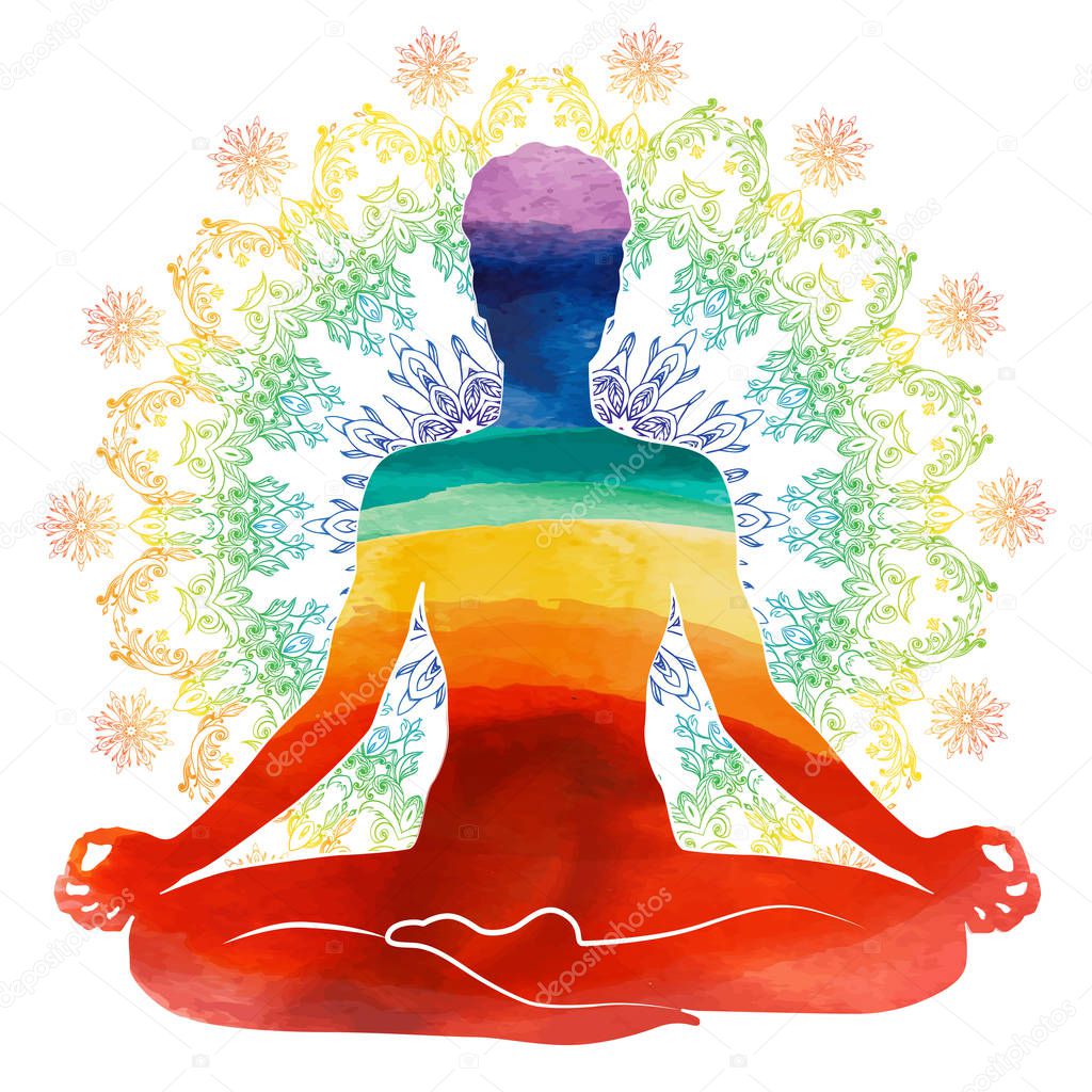 Yoga rainbow watercolor Silhouette